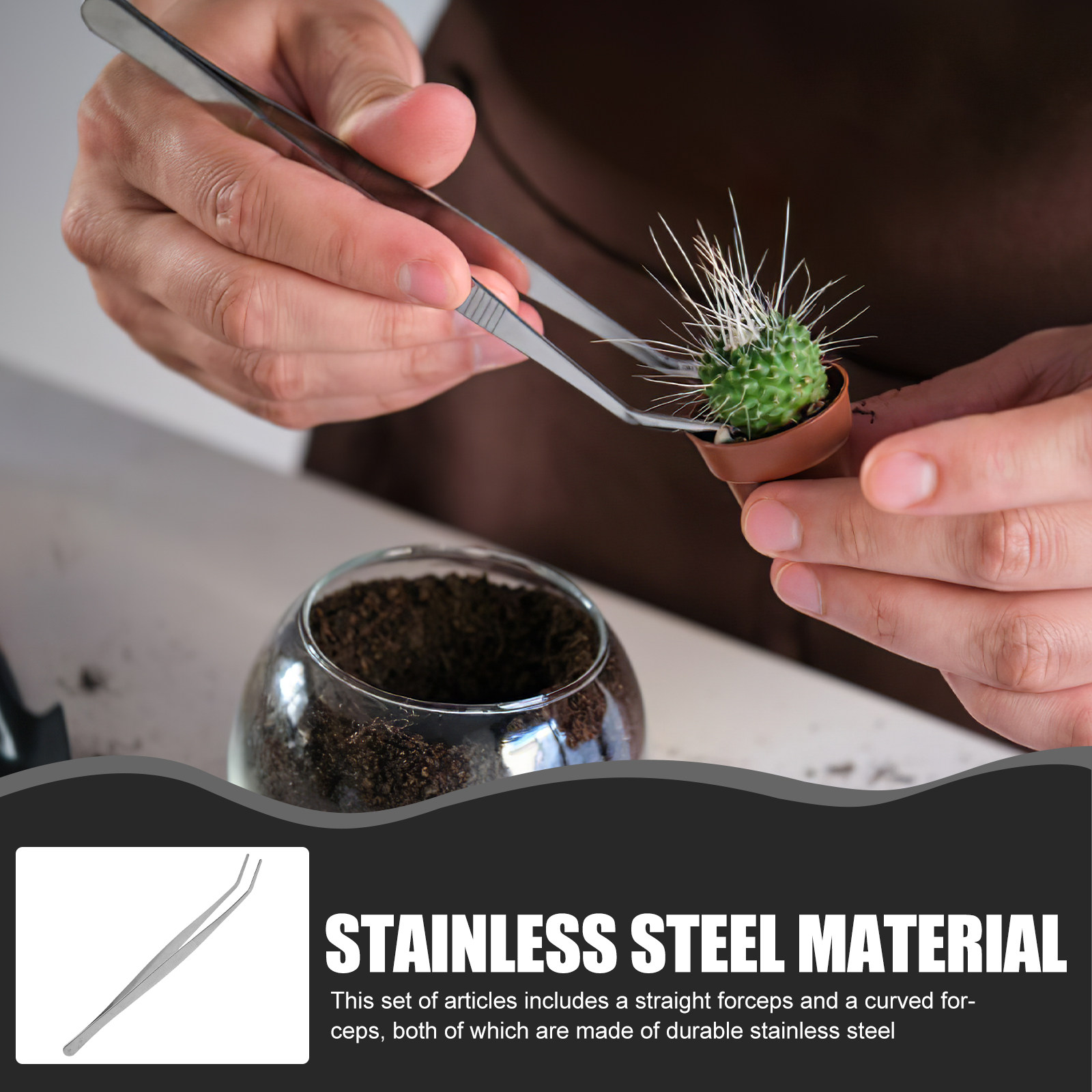 Feeding Tong Stainless - 2-teiliges Pinzetten-Set aus Edelstahl, Silber, gerade